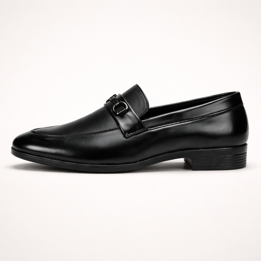 Denish Men’s Black Formal Slip-On Bit Loafers – Office & Wedding Wear